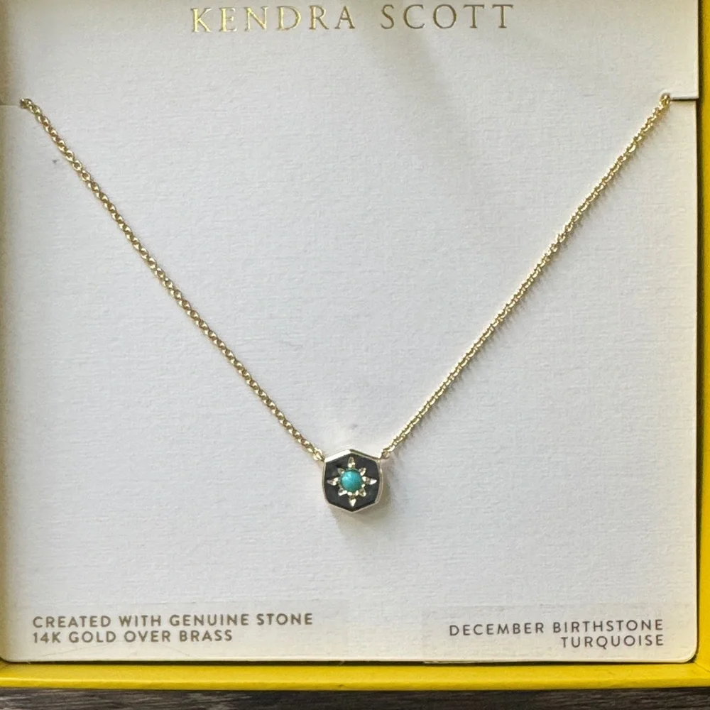 Kendra Scott Gold Necklace with turquoise stone - Picture 2 of 4